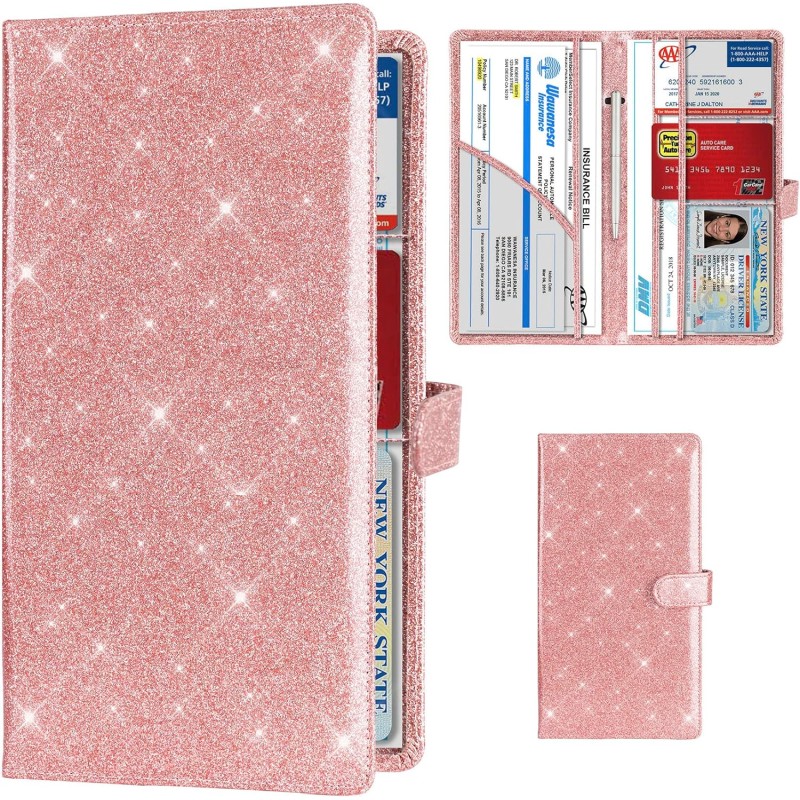 TOURSUIT Car Registration and Insurance Card Holder, Vehicle License Document Glove Box Compartment Organizer, Interior Car