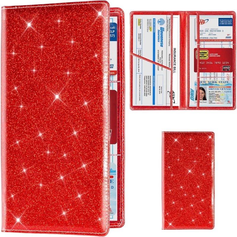 TOURSUIT Car Registration and Insurance Card Holder, Vehicle License Document Glove Box Compartment Organizer, Interior Car