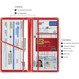 TOURSUIT Car Registration and Insurance Card Holder, Vehicle License Document Glove Box Compartment Organizer, Interior Car