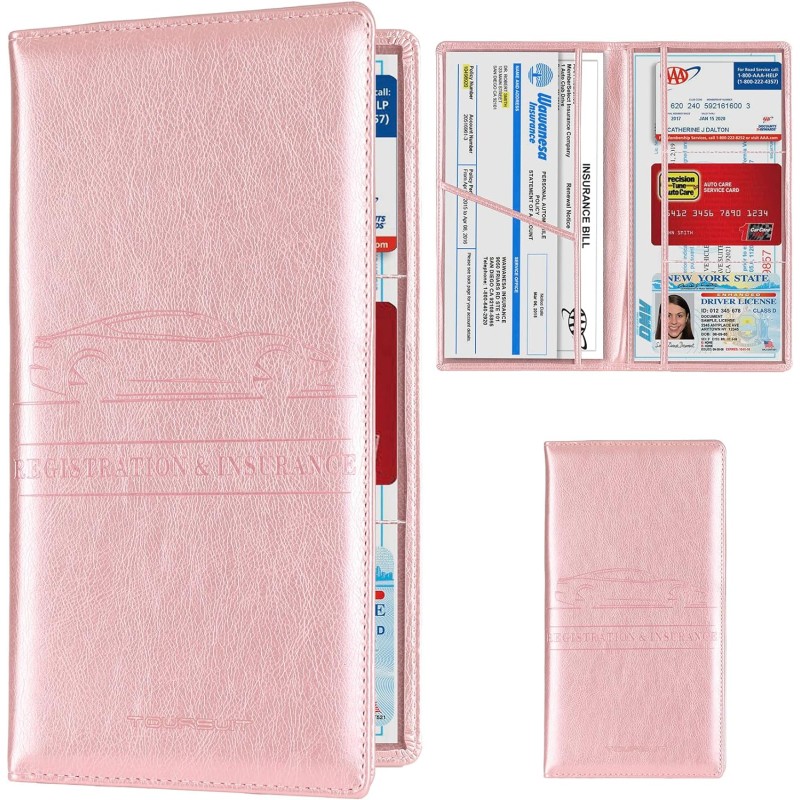 TOURSUIT Car Registration and Insurance Card Holder, Vehicle License Document Glove Box Compartment Organizer, Interior Car