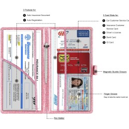 TOURSUIT Car Registration and Insurance Card Holder, Vehicle License Document Glove Box Compartment Organizer, Interior Car