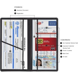 TOURSUIT Car Registration and Insurance Card Holder, Vehicle License Document Glove Box Compartment Organizer, Interior Car