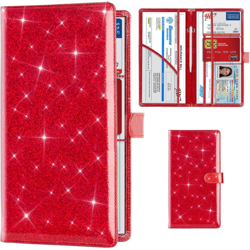 TOURSUIT Car Registration and Insurance Card Holder, Vehicle License Document Glove Box Compartment Organizer, Interior Car