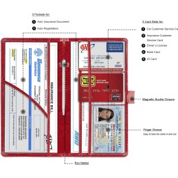 TOURSUIT Car Registration and Insurance Card Holder, Vehicle License Document Glove Box Compartment Organizer, Interior Car
