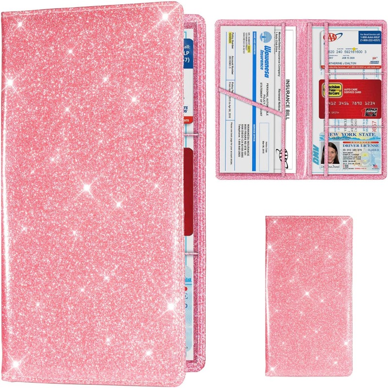 TOURSUIT Car Registration and Insurance Card Holder, Vehicle License Document Glove Box Compartment Organizer, Interior Car