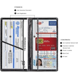 TOURSUIT Car Registration and Insurance Card Holder, Vehicle License Document Glove Box Compartment Organizer, Interior Car