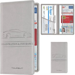 TOURSUIT Car Registration and Insurance Card Holder, Vehicle License Document Glove Box Compartment Organizer, Interior Car