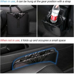 Fekey&JF Foldable Car Trash Can, Hanging Waterproof Leakproof Trash Can Storage Bag for Car with Large Capacity, Car Interior