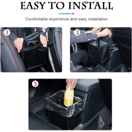 Fekey&JF Foldable Car Trash Can, Hanging Waterproof Leakproof Trash Can Storage Bag for Car with Large Capacity, Car Interior