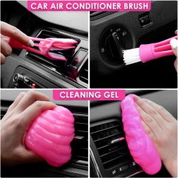 Viewsun 17pcs Car Cleaning Kit, Pink Car Interior Detailing Kit with High Power Handheld Vacuum, Detailing Brush Set, Windshield