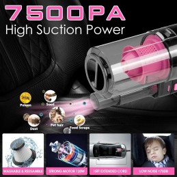 Viewsun 17pcs Car Cleaning Kit, Pink Car Interior Detailing Kit with High Power Handheld Vacuum, Detailing Brush Set, Windshield
