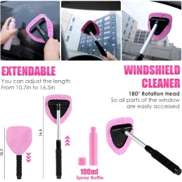 Viewsun 17pcs Car Cleaning Kit, Pink Car Interior Detailing Kit with High Power Handheld Vacuum, Detailing Brush Set, Windshield