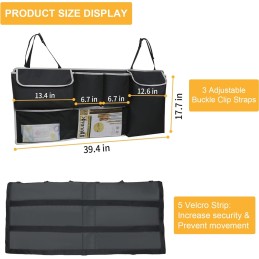 UYYE Trunk Hanging Organizer, Backseat Bag, Car Interior Accessories with 4 Pockets & 2 Mesh Pouches for Groceries, Will Provide