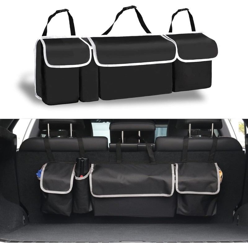 UYYE Trunk Hanging Organizer, Backseat Bag, Car Interior Accessories with 4 Pockets & 2 Mesh Pouches for Groceries, Will Provide