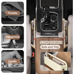 Car Seat Gap Filler Leather Car Box Organizers and Storage Front Seats Interior Automotive Essentials - Car Accessories for