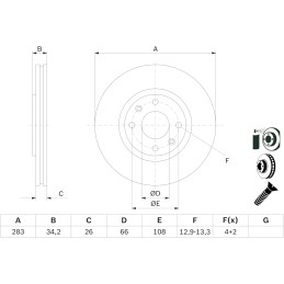 Bosch BD876 Bremsscheiben - Vorderachse - ECE-R90 Zertifizierung - zwei Bremsscheiben pro Set