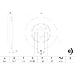 Bosch BD1105 Bremsscheiben - Vorderachse - ECE-R90 Zertifizierung - zwei Bremsscheiben pro Set