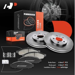 A-Premium 12.01 in (305 mm) Front Vented Disc Brake Rotors + Ceramic Pads Kit Compatible with Select Ford and Lincoln Models -