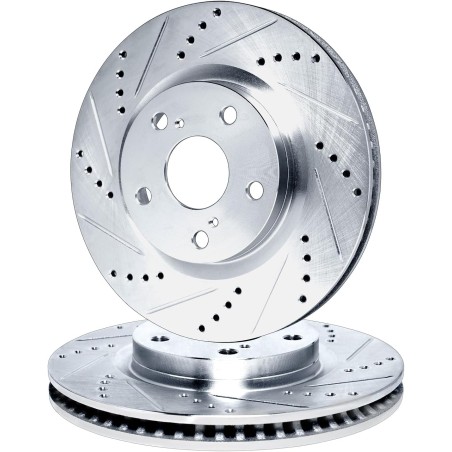 R1 Concepts Front Brake Rotor Kit |Brake Rotors| Brake Disc |Drilled and Slotted WGPN1-31021