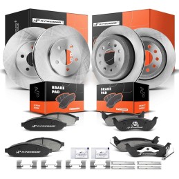 A-Premium Front & Rear Vented Disc Brake Rotors + Ceramic Pads Kit Compatible with Select Lincoln Models - Town Car 2003 2004