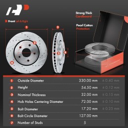 A-Premium Front and Rear Drilled and Slotted Disc Brake Rotors + Ceramic Pads Kit Compatible with Select Dodge and Jeep Models -