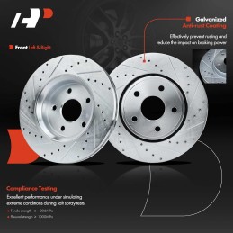 A-Premium Front and Rear Drilled and Slotted Disc Brake Rotors + Ceramic Pads Kit Compatible with Select Dodge and Jeep Models -