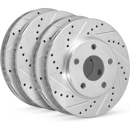 R1 Concepts Front Rear Brake Rotor Kit |Brake Rotors| Brake Disc |Drilled and Slotted|fits 2015-2020 Ford Mustang