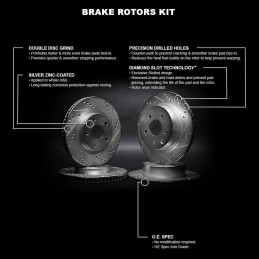 R1 Concepts Front Rear Brake Rotor Kit |Brake Rotors| Brake Disc |Drilled and Slotted|fits 2015-2020 Ford Mustang