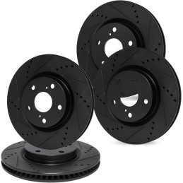 R1 Concepts Front Rear Brake Rotor Kit |Brake Rotors| Brake Disc |Drilled and Slotted|fits 2005-2014 Ford Mustang