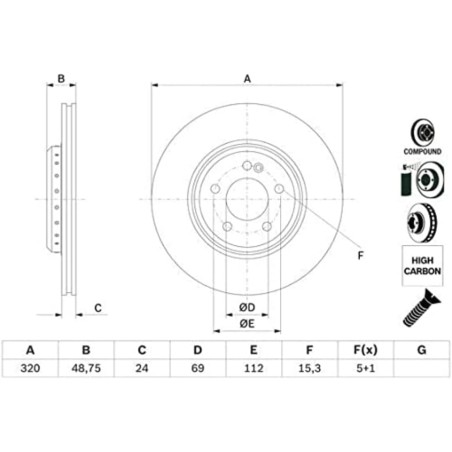 Bosch BD2883 Verbundbremsscheiben - Hinterachse - ECE-R90 Zertifizierung - eine Bremsscheibe