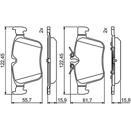 Bosch BP1767 Bremsbeläge - Hinterachse - ECE-R90 Zertifizierung - vier Bremsbeläge pro Set