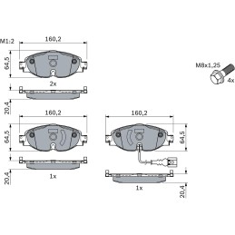 Bosch BP1505 Bremsbeläge - Vorderachse - ECE-R90 Zertifizierung - vier Bremsbeläge pro Set