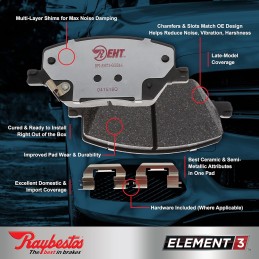 Raybestos Premium Raybestos Element3 EHT™ Replacement Front Brake Pad Set for 2014-2021 Jeep Cherokee Model Years (EHT1843H)