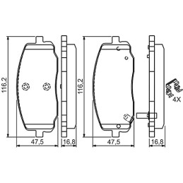 Bosch BP974 Bremsbeläge - Vorderachse - ECE-R90 Zertifizierung - vier Bremsbeläge pro Set