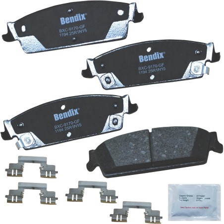 Bendix Priority 1 Ceramic Rear Disc Brake Pad Set for Dodge Durango 2017-2011, Jeep Grand Cherokee 2015-2011 - (CFC1498)