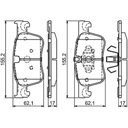 Bosch BP1690 Brake Pads - Front Axle - ECE-R90 Certified - 1 Set of 4 Pads