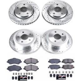 Power Stop K2798 Front and Rear Z23 Carbon-Fiber Ceramic Brake Pads and Drilled Slotted Rotors Brake Kit For 2007 2008 2009 2010