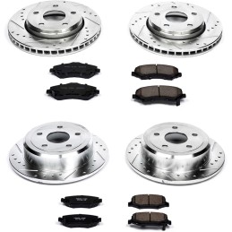 Power Stop K2798 Front and Rear Z23 Carbon-Fiber Ceramic Brake Pads and Drilled Slotted Rotors Brake Kit For 2007 2008 2009 2010