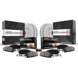 Power Stop CRK2742 Coated Brake Rotor & Ceramic Brake Pads- front & rear