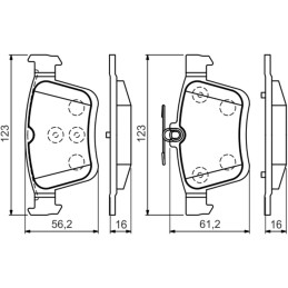 Bosch BP1504 Brake Pads - Rear Axle - ECE-R90 Certified - 1 Set of 4 Pads, blue