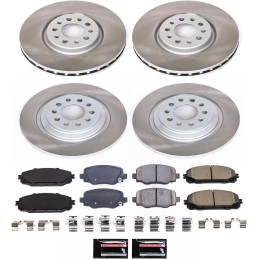 Power Stop SC7415 Front and Rear Brake Kit With Semi-Coated Brake Rotors and Ceramic Brake Pads & Hardware For 2017 2018 2019