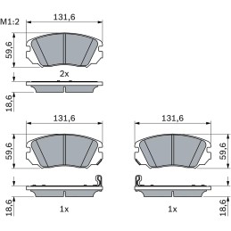 Bosch BP1191 Brake Pads - Front Axle - ECE-R90 Certified - 1 Set of 4 Pads