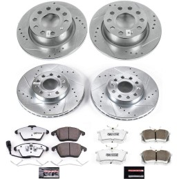 Power Stop K5749-26 Front and Rear Z26 Carbon Fiber Brake Pads with Drilled and Slotted Brake Rotors Kit For Audi A3 VW Beetle