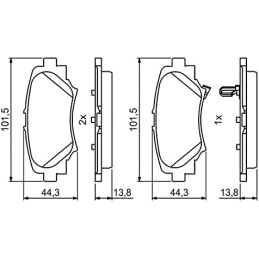 Bosch BP1977 Brake Pads - Rear Axle - ECE-R90 Certified - 1 Set of 4 Pads