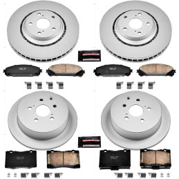 Power Stop CRK5828 Front and Rear Ceramic Brake Pads and Coated Brake Rotors Kit For 2010 2011-2015 Lexus RX350 RX450h | 2014