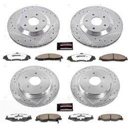 Power Stop K1560-26 Front and Rear Z26 Carbon Fiber Brake Pads with Drilled and Slotted Brake Rotors Brake Kit For 1997 1998