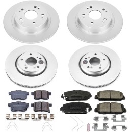 Power Stop CRK7348 Coated Rotor Front & Rear Brake Kit- Coated Brake Rotors and Z17 Ceramic Brake Pads