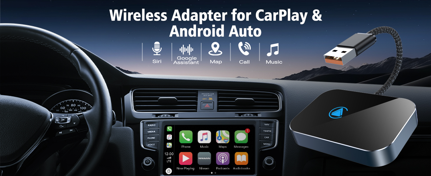 2 in 1 wireless carplay adapter & android auto wireless adapter