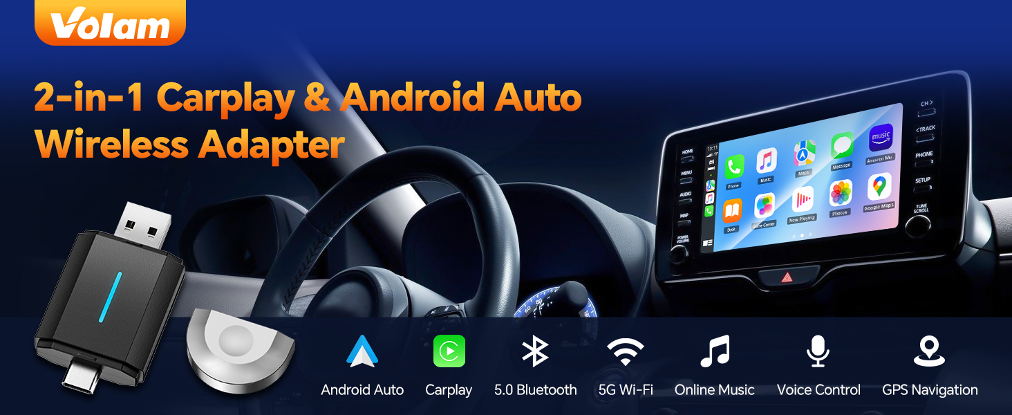 wireless Apple carplay Android auto adapter box