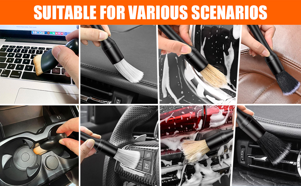 FINEASY 5 PCS Auto Car Detailing Brush Set, Car Interior Cleaning Soft Brushes